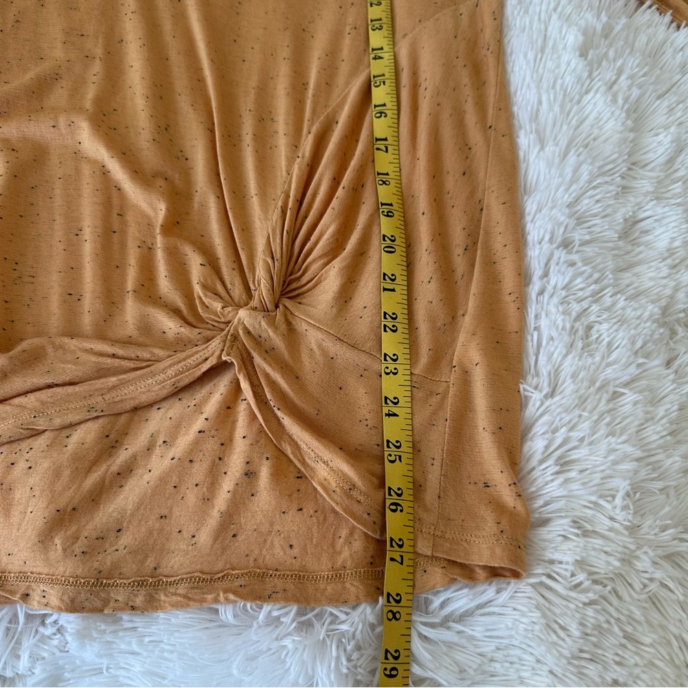 DEMOCRACY Mustard Yellow Twist Front Long Sleeve V-Neck Tunic Top Size Large - Picture 3 of 6